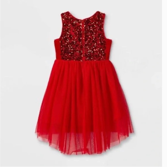 Cat & Jack Red Sequin Sleeveless Dress, Size Size S (6/6x) - Picture 5 of 6